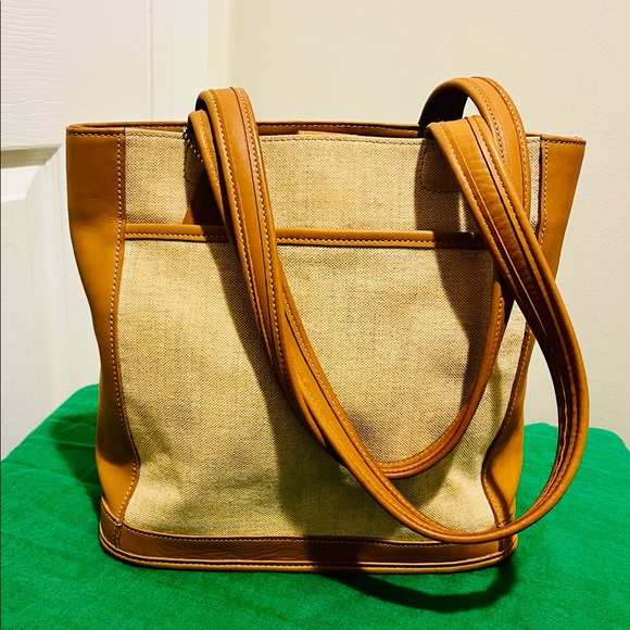 Coach Handbags - Coach Bleecker leather/linen vintage tote bag